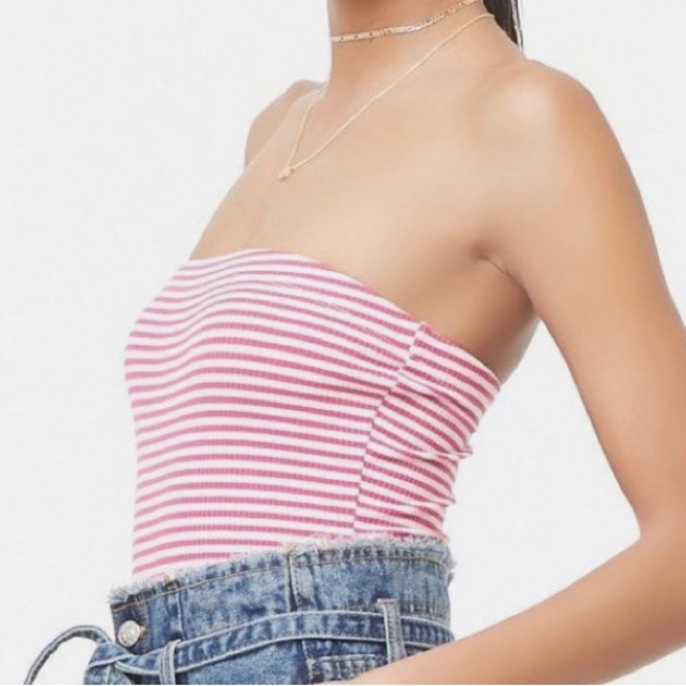 Stripped Strapless Striped Body Suit